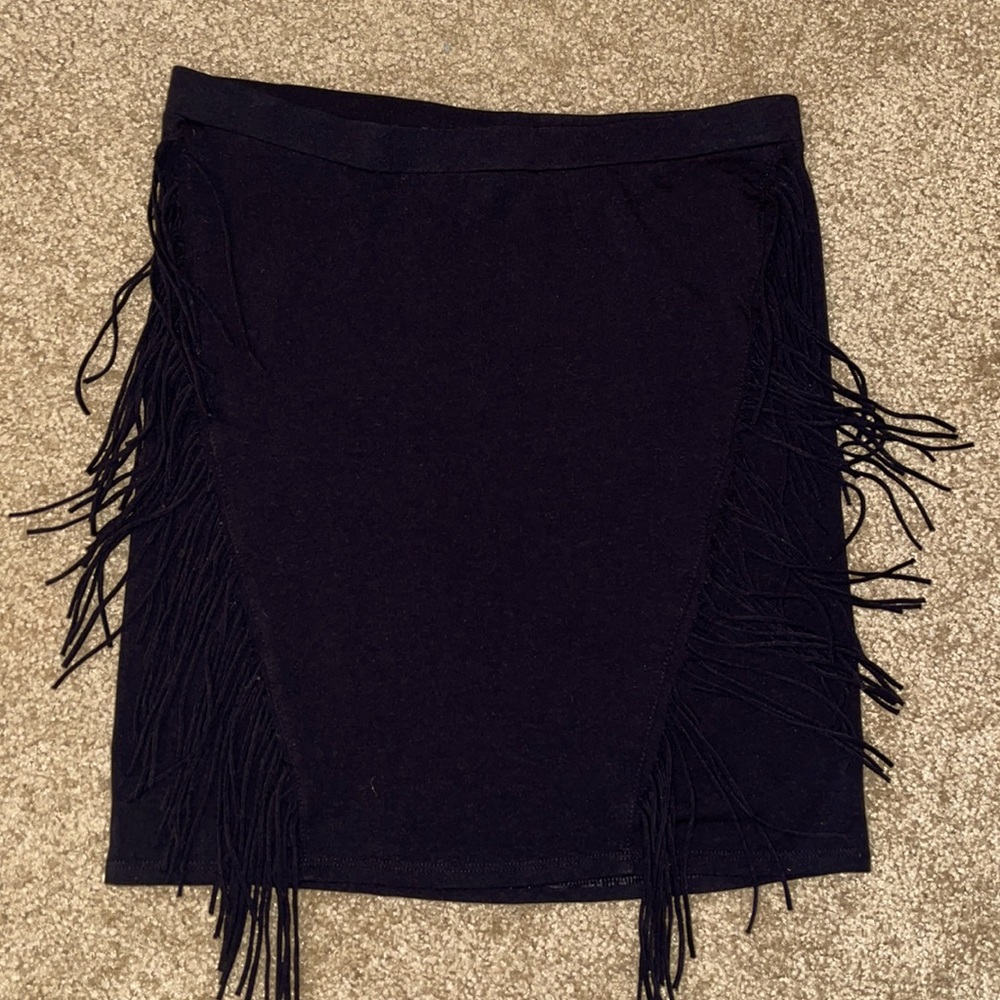 Express fringe bodycon skirt